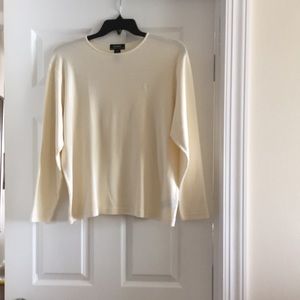 Lauren Ralph Lauren Cream Cotton Long-Sleeved T-Shirt, Size 2X